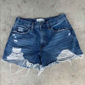 Abercrombie & Fitch Blue Distressed Jean Shorts